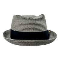 Diamond Crown paper straw Pork Pie Hat - Grey