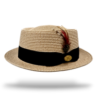 Paper Straw Pork Pie Hat - Natural