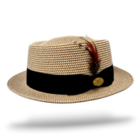 Paper Straw Pork Pie Hat - Natural