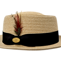 Paper Straw Pork Pie Hat - Natural